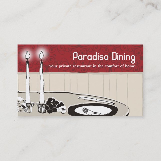 candlelight dinner plate chef catering business... business card (Front)