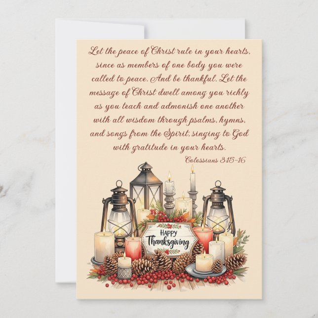 Candlelight Gratitude – Thanksgiving Blessing  Holiday Card (Front)