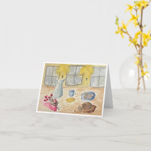 Candlelight Greeting Card (Yellow Flower)