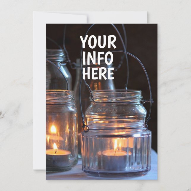 CANDLELIGHT LIGHTS IN JARS WEDDING INVITATIONS (Front)