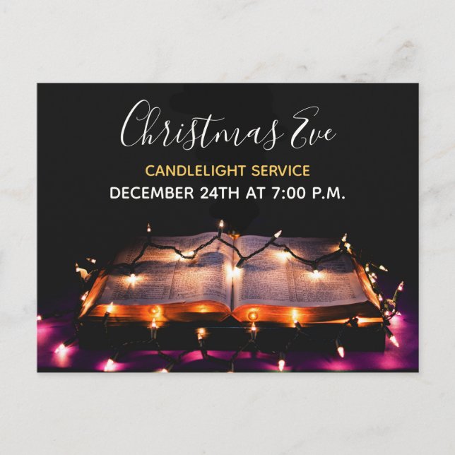 Candlelight Service Christmas Eve Church Postcard (Front)