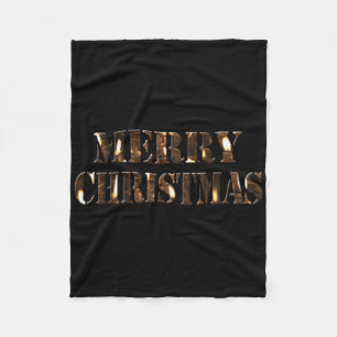 Candlelight Tygraphy Merry Christmas T Shirt  Fleece Blanket