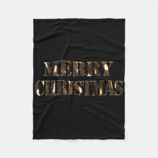 Candlelight Tygraphy Merry Christmas T Shirt  Fleece Blanket