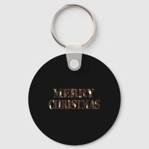 Candlelight Tygraphy Merry Christmas T Shirt Key Ring