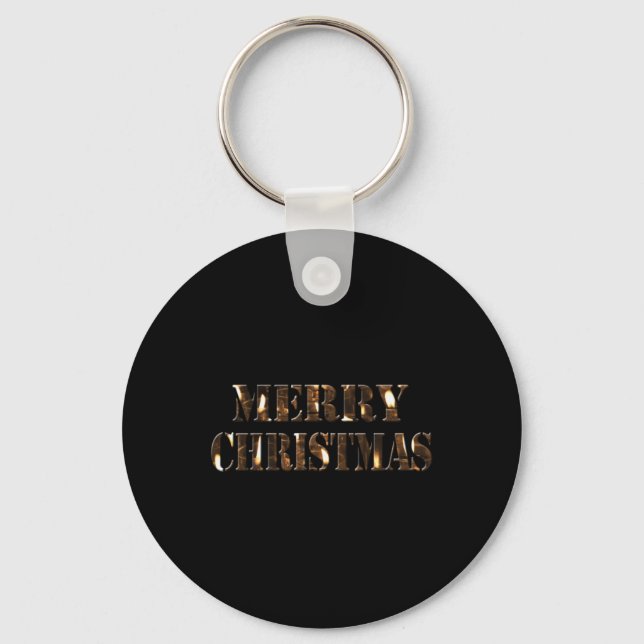 Candlelight Tygraphy Merry Christmas T Shirt  Key Ring (Front)