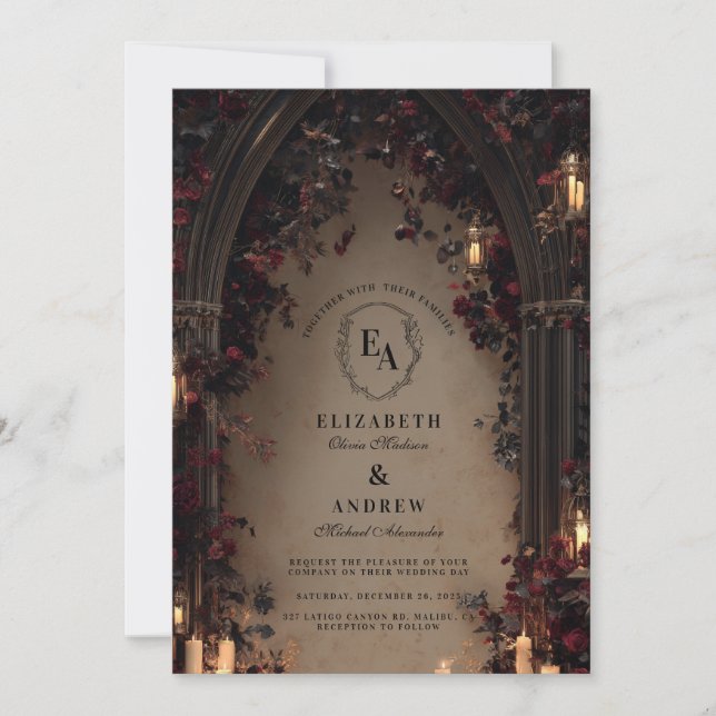 Candlelit Gothic Romance Wedding Invitation (Front)