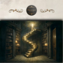 Candlelit Library Staircase Decoupage