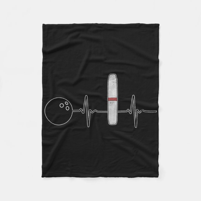 Candlepin Bowling Funny Heartbeat Bowler  Fleece Blanket (Front)