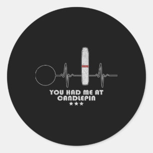 Candlepin Bowling Heartbeat Bowler  Classic Round Sticker