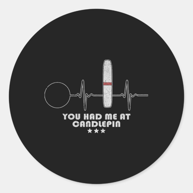 Candlepin Bowling Heartbeat Bowler  Classic Round Sticker (Front)