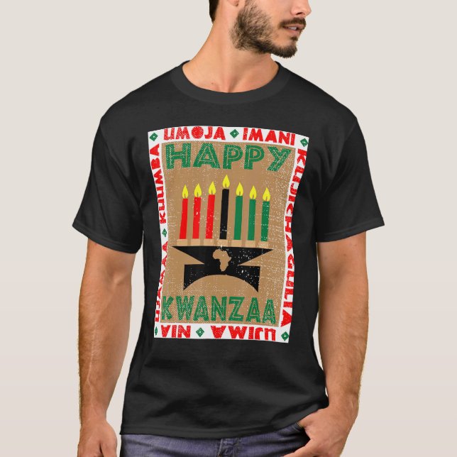 Candles 7 Principles Of Kwanzaa T-Shirt (Front)