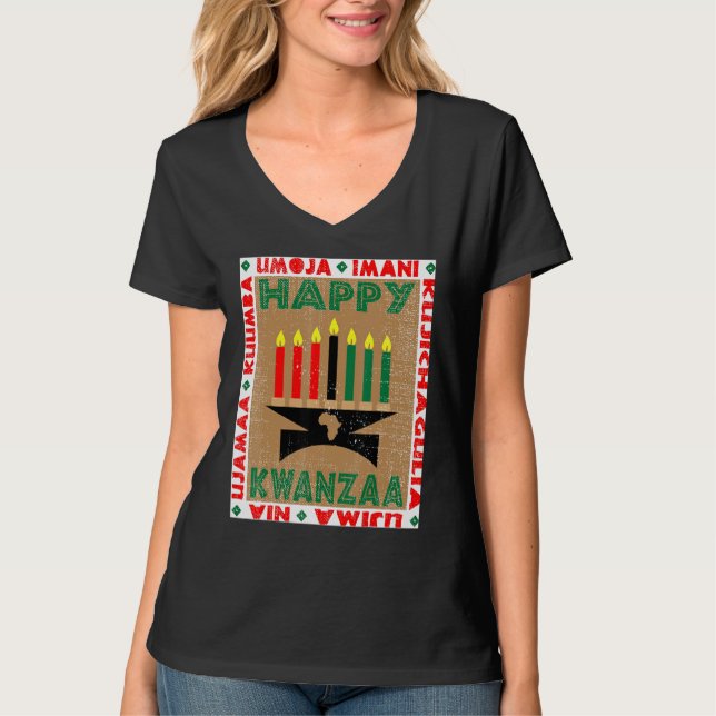 Candles 7 Principles Of Kwanzaa T-Shirt (Front)