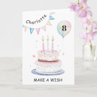 Candles and Cake Make a Wish Rainbow Birthday Card