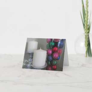 Candles and Colourful Christmas Decorations Holiday Card