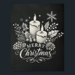 Candles and Holly Chalkboard Merry Christmas Poster<br><div class="desc">Bring a warm, cosy touch to your holiday decor with this elegant chalkboard Merry Christmas poster. Featuring two glowing candles surrounded by holly, pinecones, and festive berries, this rustic design embodies the spirit of the season. The vintage-inspired chalk art adds a timeless charm, perfect for decorating homes, offices, or holiday...</div>