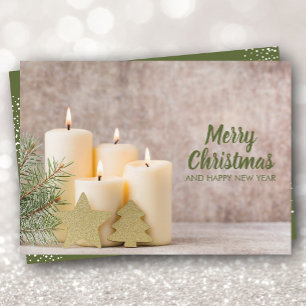 Candles and Pines Christmas Holiday Card