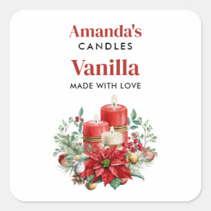 Candles and Poinsettia Bouquet Candle Crafting Square Sticker