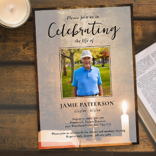 Candles Bible Celebration of Life Photo Funeral Invitation