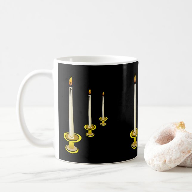 Candles Black Mug (With Donut)