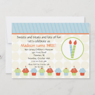 Candles & Cupcakes Birthday Invitation