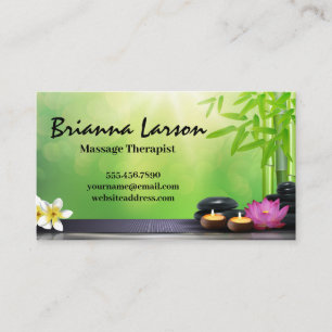 Candles Flowers Bamboo Spa Business Card