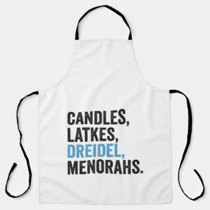 Candles Latkes Dreidel Menorahs Funny Hanukkah Jew Apron