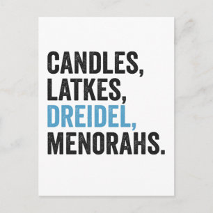 Candles Latkes Dreidel Menorahs Funny Hanukkah Jew Invitation Postcard