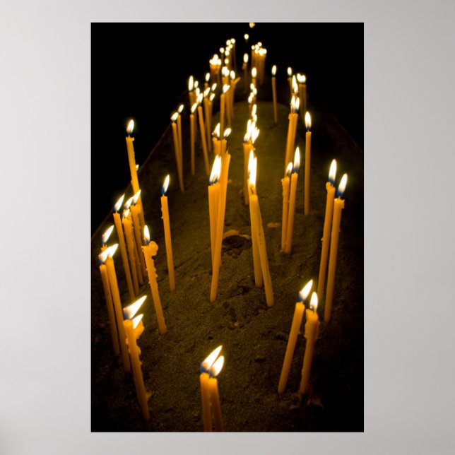 Candles lit in a church, Armenia Poster (Front)