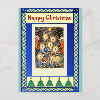 Candles on a Christmas tree Holiday Postcard