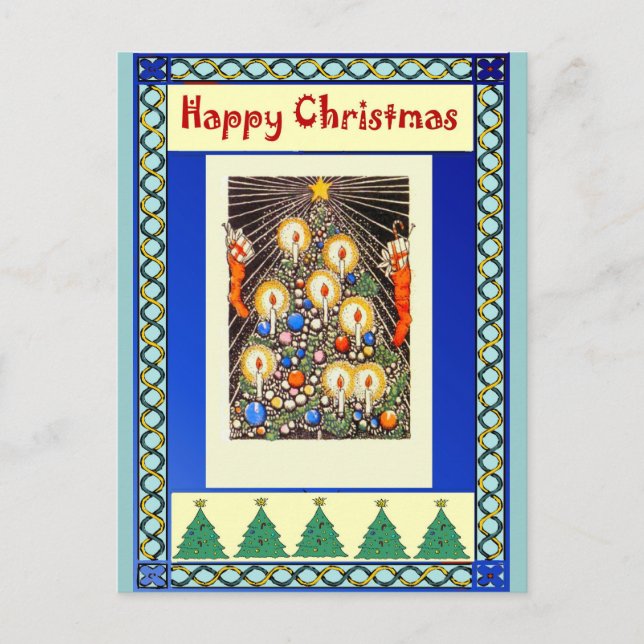 Candles on a Christmas tree Holiday Postcard (Front)