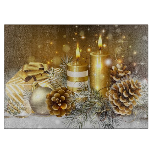 Candles, Pine cones, ornaments and gifts Cutting Board (Front)