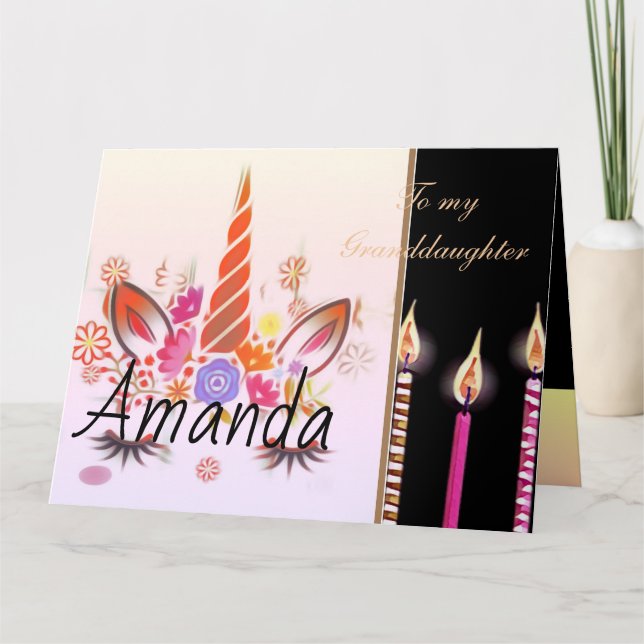 Candles unicorn face cake Birthday Card (Front)