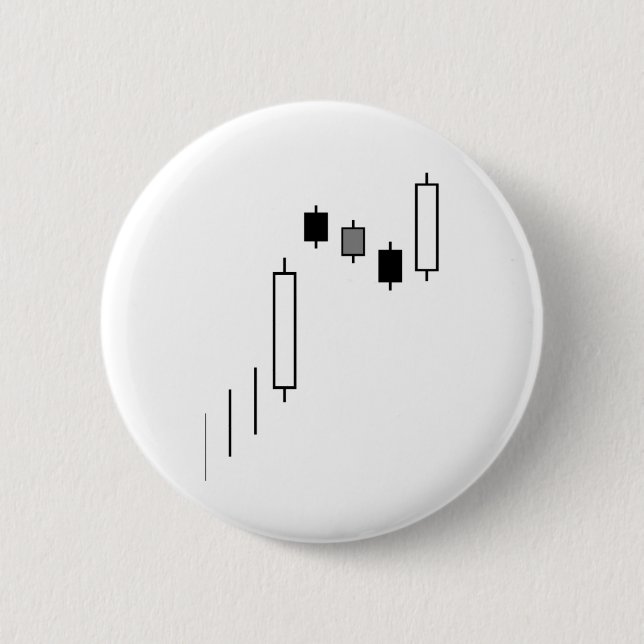 Candlestick chart 6 cm round badge (Front)