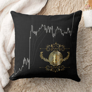 Candlestick chart with Bitcoin Gold Coin Cushion