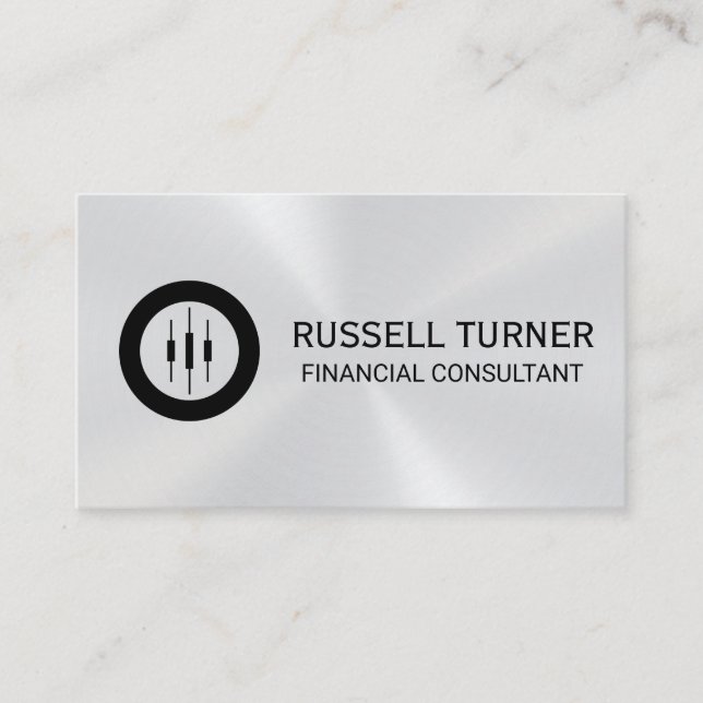 Candlestick Logo | Metallic Background Business Card (Front)