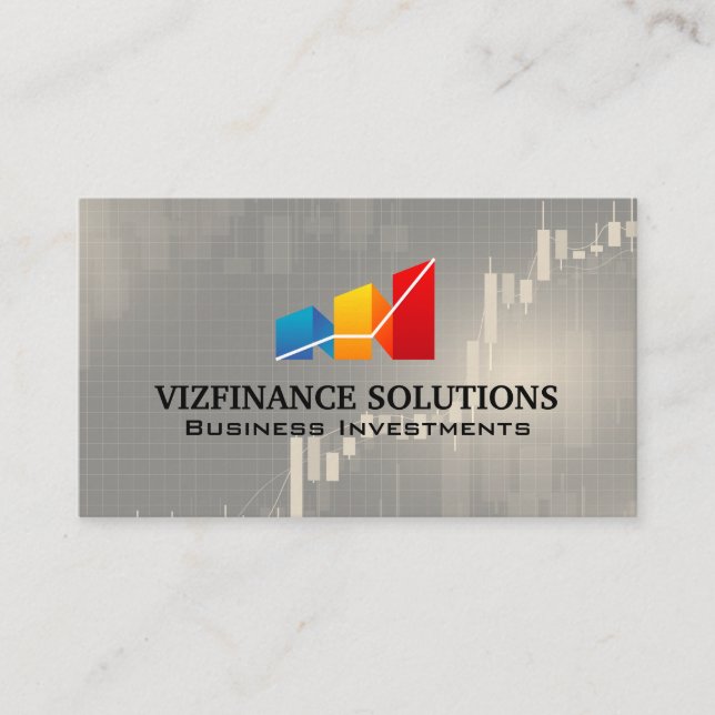 Candlestick Stock Chart Logo Design | Finance Business Card (Front)