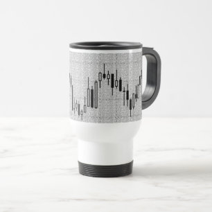 Candlestick Stock Market Chart Black White  Travel Mug