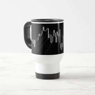 Candlestick Stock Market Chart Black White  Travel Mug