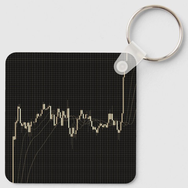 Candlestick Stock Market Financial Chart  Key Ring (Back)