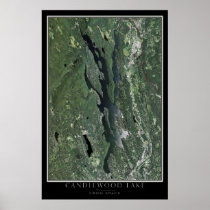 Candlewood Lake Connecticut Satellite Map Poster