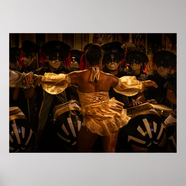 Candombe drummers and vedette during carnival poster (Front)
