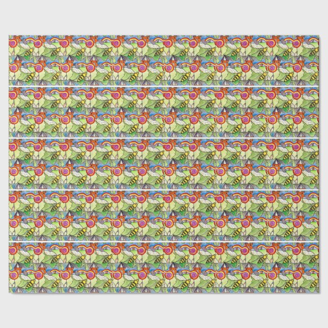 Candy and bees Tessellation wrapping paper (Seam)