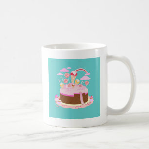 Candy and chocolate cake for birthday party coffee mug