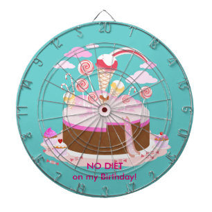Candy and chocolate cake for birthday party dartboard