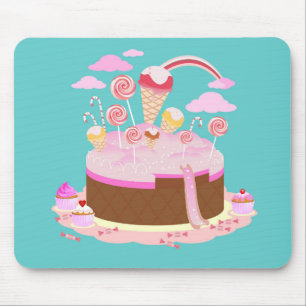 Candy and chocolate cake for birthday party mouse mat