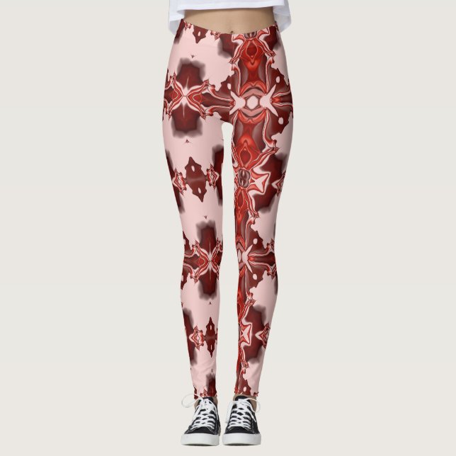 Candy and Currant Red Kaleidoscope Pattern #1 Leggings (Front)