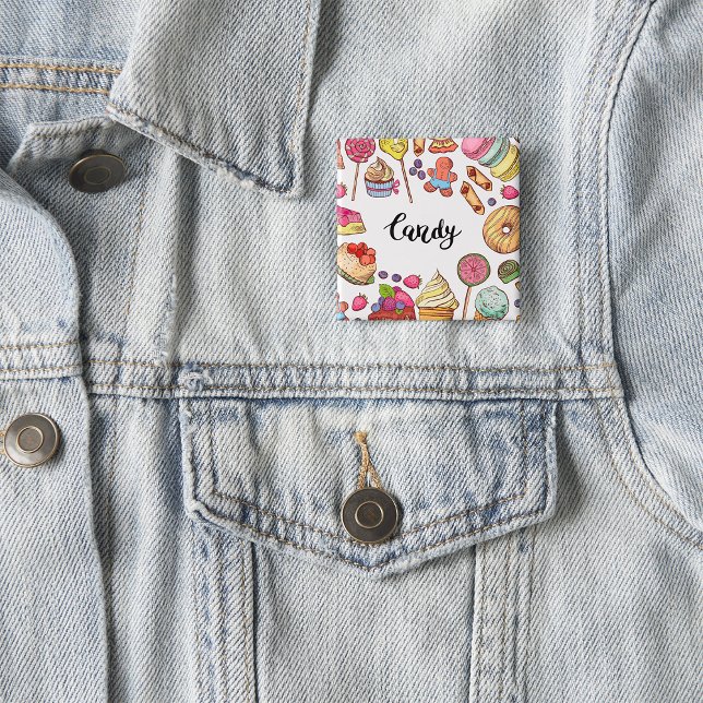 Candy and Dessert Doodles Sweet Treats Pattern  15 Cm Square Badge (Creator Uploaded)