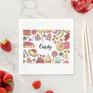 Candy and Dessert Doodles Sweet Treats Pattern  Napkin