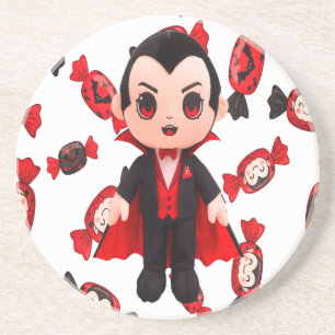 Candy and Dracula Cute Spooky Halloween Coaster