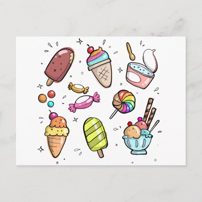 Candy and ice cream holiday postcard (Front)